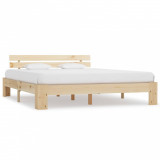 Cadru de pat, 160 x 200 cm, lemn masiv de pin, Cires, Dublu, Cu polite semirotunde, vidaXL
