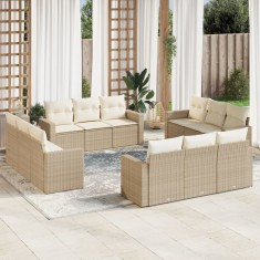 vidaXL Set canapele de grădină cu perne, 12 piese, bej, poliratan 3218758