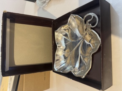 Silver plated leaf Vintage foto