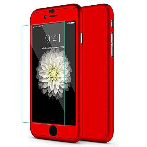 Husa Apple iPhone 7+ Red acoperire completa 360 grade + folie de sticla gratis