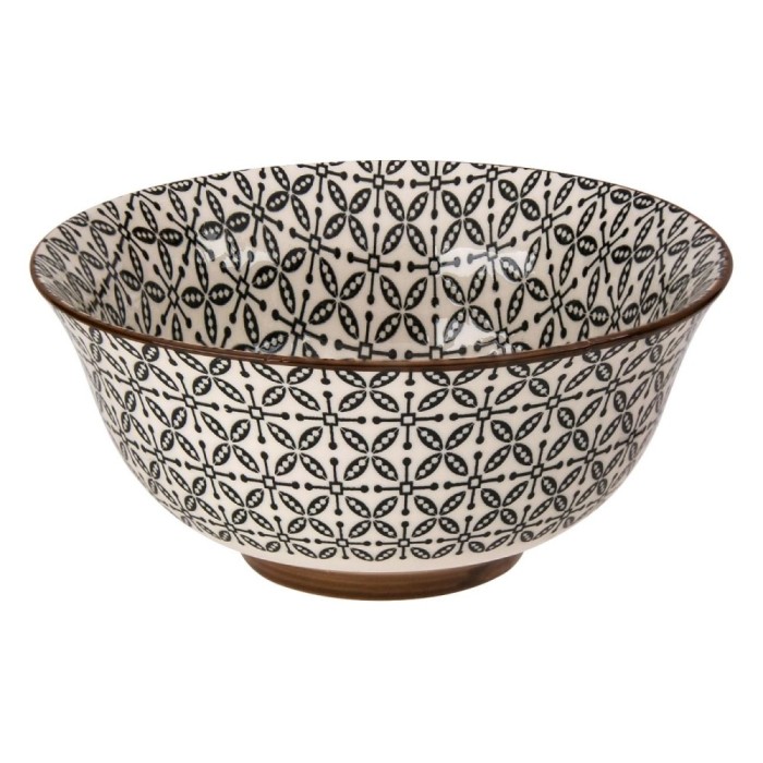 Bol Ceramic, Model Linii, Culoare Bej Negru, Capacitate 0,5L