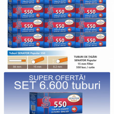 Ofertă! 6.600 Tuburi de tigari cu filtru maro Senator Popular 550 pentru tutun