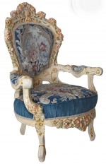 Semifotoliu baroc cu tapiterie din albastra CAT131