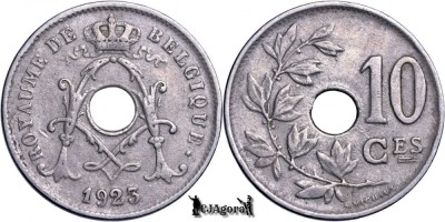 1923, 10 Centimes - Albert I - Regatul Belgiei - inscripție franceză foto