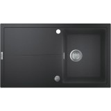 Chiuveta bucatarie compozit Grohe K400 31640AP0, 860x500 mm, reversibil, montare pe blat, evacuare automata, Kit montaj si evacuare inclus, Negru gran