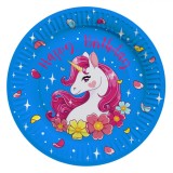 Set Farfurii Carton, Unicorn, 18 cm, 10 Bucăți, Multicolor, Oem
