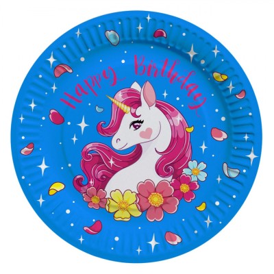 Set Farfurii Carton, Unicorn, 18 cm, 10 Bucăți, Multicolor foto