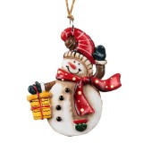 Ornament Crăciun Ceramic, Om de Zăpadă, Fular Roșu, 9cm, Oem
