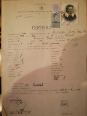 Certificat studii, Liceul de fete Foc?ani, 1944, Lucia T Simionescu, Comane?ti foto