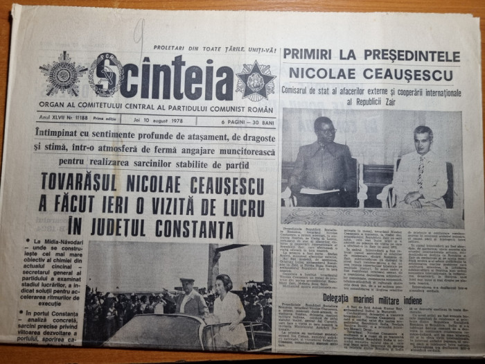 scanteia 10 august 1978-ceausescu in constanta si la midia navodari