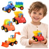 Set utilaje de constructie pentru copii, 4 piese, tractor si basculanta