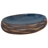 Cumpara ieftin Lavoar de blat, maro si albastru, 59x40x15 cm, ceramica, oval