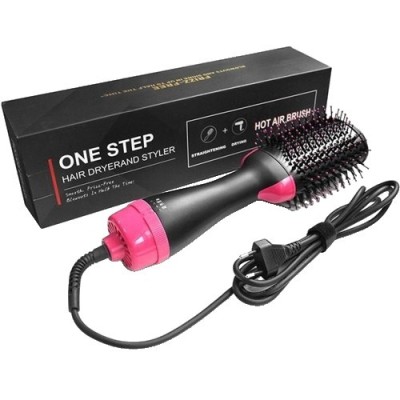 Perie electrica de par fixa, flippy, pentru volum, ceramica, 3 setari de temperatura, 1000w, pentru toate tipurile de par, negru-roz foto
