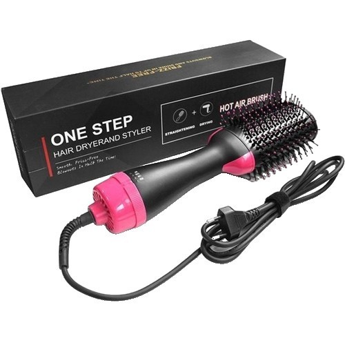 Perie electrica de par fixa, flippy, pentru volum, ceramica, 3 setari de temperatura, 1000w, pentru toate tipurile de par, negru-roz