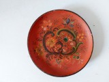 * Farfurie lemn pictata, vintage, decor, 13cm diametru