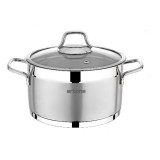 Oala inox cu capac Hausberg HB-H774, capacitate 6.5 L, diametru 24 cm, fund