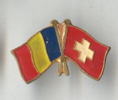 Insigna heraldica Steag Drapel Romania Elvetia foto