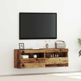 VidaXL Dulap TV de perete cu LED, 2 buc., lemn vechi, 60x30x40 cm