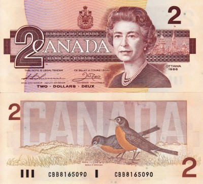 CANADA 2 dollars 1986 UNC!!! foto