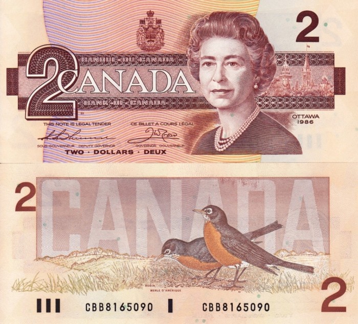 CANADA 2 dollars 1986 UNC!!!