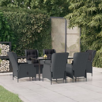 vidaXL Set mobilier de grădină, 7 piese, gri &amp;icirc;nchis, poliratan foto