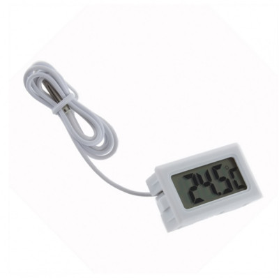 Termometru digital cu un senzor pe cablu, de culoare alb, fir sonda 1 metru foto