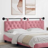 vidaXL Tăblie de pat suspendată Cu lumină LED Roz Catifea 3424697
