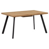 Cumpara ieftin Masa extensibila din mdf maro stejar si picioare metal negru Akaiko 180x80x75 cm