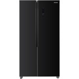 Side by side Heinner HSBS-HM422NFGBKE++, 442 l, No Frost, Clasa E, Display, Smart, H 176.5 cm, Sticla neagra
