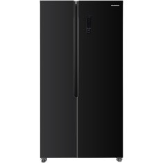 Side by side Heinner HSBS-HM422NFGBKE++, 442 l, No Frost, Clasa E, Display, Smart, H 176.5 cm, Sticla neagra