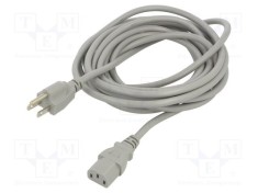 Cablu 3x0,75mm2 IEC C13 mamă NEMA 5-15 mufă PVC 5m gri LIAN DUNG
