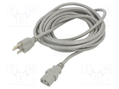 Cablu 3x0,75mm2 IEC C13 mamă NEMA 5-15 mufă PVC 5m gri LIAN DUNG foto