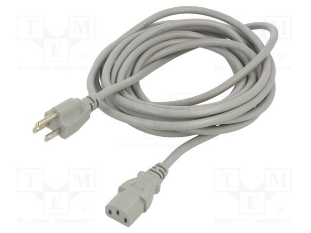 Cablu 3x0,75mm2 IEC C13 mamă NEMA 5-15 mufă PVC 5m gri LIAN DUNG