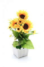 Flori artificiale decorative in ghiveci, Floarea soarelui, 29 cm foto