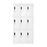 Dulap vestiar metalic cu 9 usi securizate, 1800x900x450 mm, gri