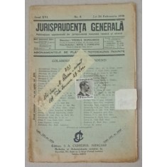 JURISPRUDENTA GENERALA , PUBLICATIUNE SAPTAMANALA DE JURISPRUDENTA REZUMATA ROMANA SI STREINA , NR.8 , 1938