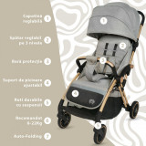 Carucior sport AppeKids Upp ultracompact cu pliere automata Powder Grey