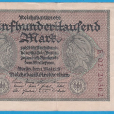 (6) BANCNOTA GERMANIA - 500.000 MARK 1923 (1 MAI 1923), FARA SERIE PE VERSO