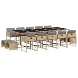 Cumpara ieftin Set mobilier gradina cu perne, 15 piese, bej combinat poliratan