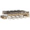 Set mobilier gradina cu perne, 15 piese, bej combinat poliratan