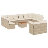 Cumpara ieftin Set canapele de gradina, 13 piese, cu perne, bej, poliratan