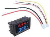Volt+ampermetru 100Vdc 10Adc rosu+albastru