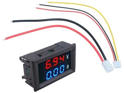 Volt+ampermetru 100Vdc 10Adc rosu+albastru foto