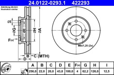 ATE 24.0122-0293.1 Disc frana foto
