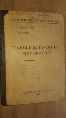 Tabele si formule matematice 1951 foto