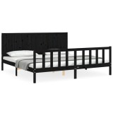 Cumpara ieftin Cadru pat cu tablie 200x200 cm, negru, lemn masiv