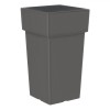 Ghiveci Patrat Gri Mat 26L, 27x27x49cm, Plastic, Inalt, Flori, Gradina