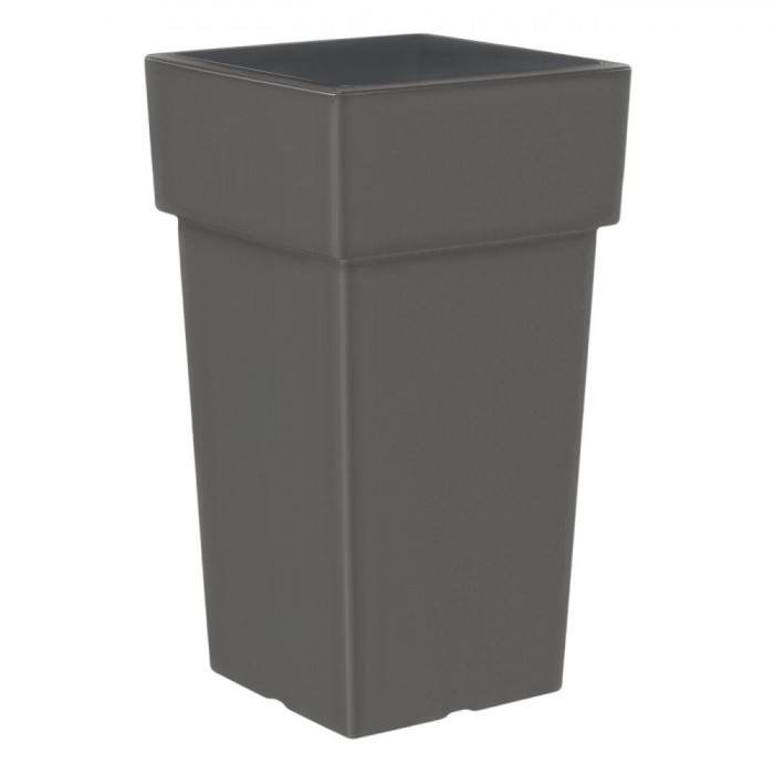 Ghiveci Flori, Model Patrat, Plastic, Gri Mat, Capacitate 26L, Dimensiuni 27x27x49cm