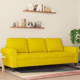Gossi canapea cu 3 locuri, galben, 180 cm, catifea
