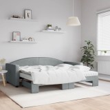 Cumpara ieftin Pat de zi cu extensie și saltele, gri deschis 90x190 cm textil